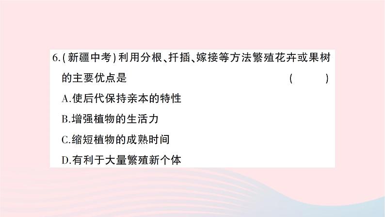 2023八年级生物下册第七单元第一章生物的生殖和发育综合训练作业课件新版新人教版07