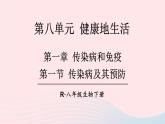 2023八年级生物下册第八单元降地生活第一章传染病和免疫第一节传染病及其预防上课课件新版新人教版