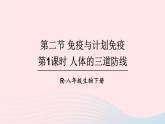 2023八年级生物下册第八单元降地生活第一章传染病和免疫第二节免疫和计划免疫第一课时人体的三道防线上课课件新版新人教版