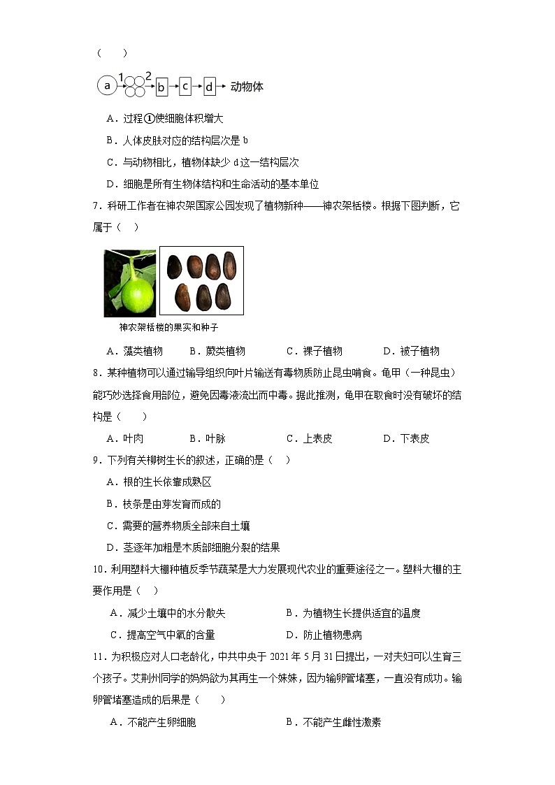 2023年海南省保亭黎族苗族自治县中考二模生物试题（含解析）02