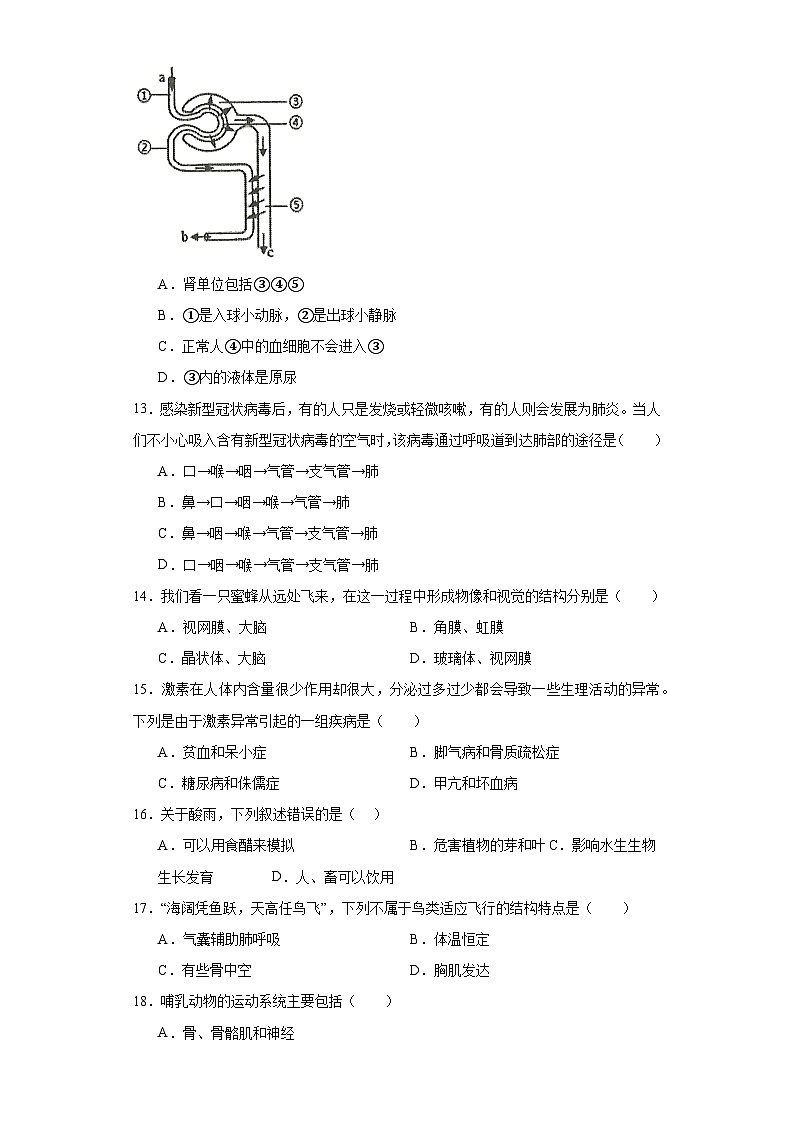 2023年黑龙江省齐齐哈尔市中考二模生物试题（含解析）03