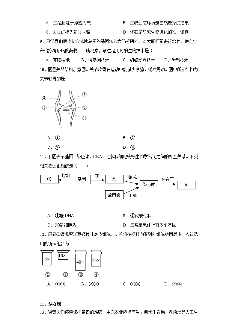 2023年辽宁省大石桥市中考二模生物试题（含解析）第2页