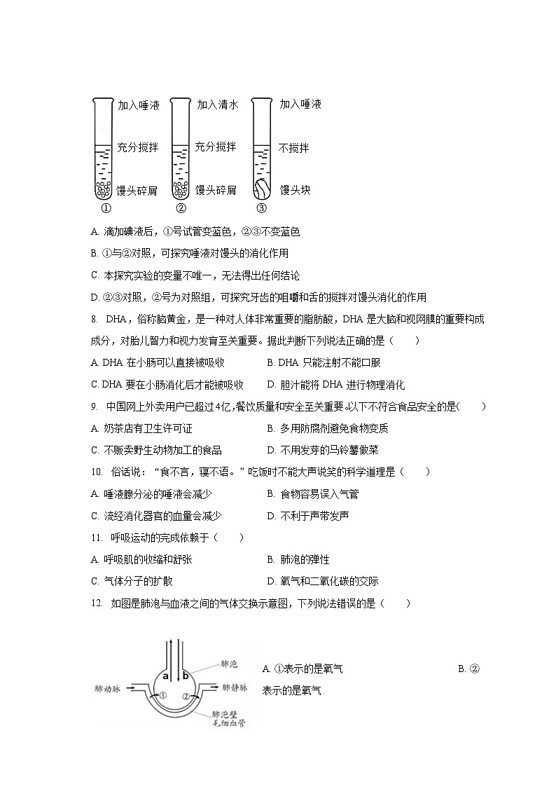 2022-2023学年四川省凉山州七年级（下）期末生物试卷（含解析）第2页