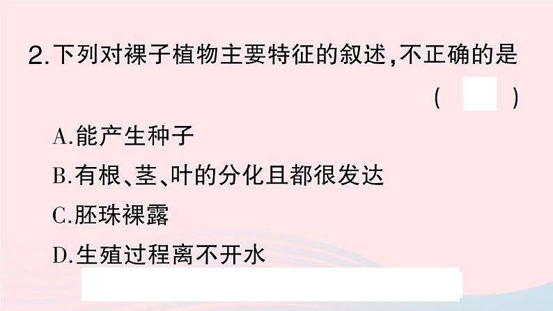 2023八年级生物下册第7单元生命的演化第22章物种的多样性第3节植物的主要类群第2课时种子植物作业课件新版北师大版第6页