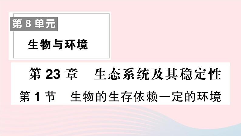 2023八年级生物下册第8单元生物与环境第23章生态系统及其稳定性第1节生物的生存依赖一定的环境作业课件新版北师大版01