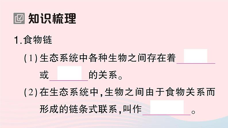 2023八年级生物下册第8单元生物与环境第23章生态系统及其稳定性第3节生态系统的结构和功能作业课件新版北师大版02