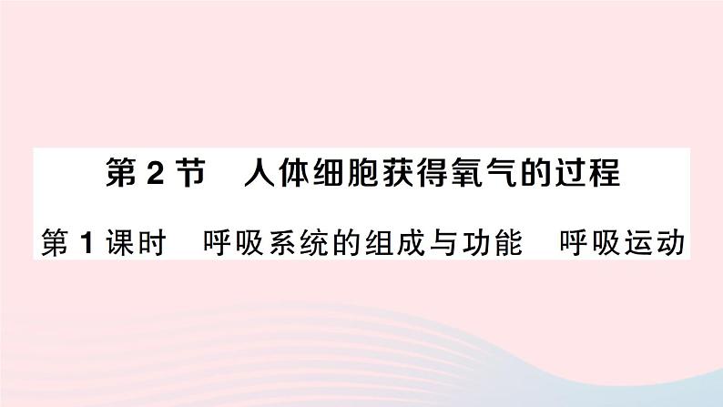 2023七年级生物下册第四单元生物圈中的人第十章人体的能量供应第2节人体细胞获得氧气的过程第一课时呼吸系统的组成与功能呼吸运动作业课件新版北师大版01