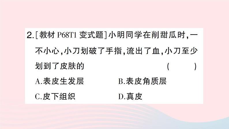 2023七年级生物下册第四单元生物圈中的人第11章人体代谢废物的排出第3节皮肤与汗液分泌作业课件新版北师大版08