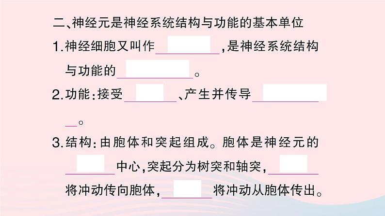 2023七年级生物下册第四单元生物圈中的人第12章人体的自我调节第1节神经系统与神经调节第一课时神经系统的组成及反射作业课件新版北师大版第3页