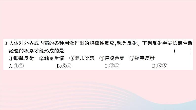 2023七年级生物下册第四单元生物圈中的人第12章人体的自我调节综合训练作业课件新版北师大版03