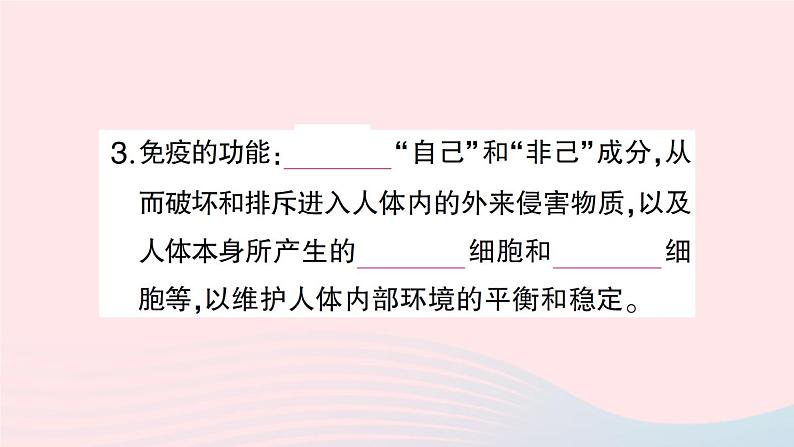 2023七年级生物下册第四单元生物圈中的人第13章降地生活第3节人体免疫作业课件新版北师大版04