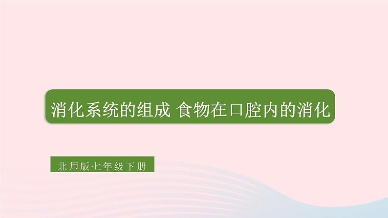 2023七年级生物下册第四单元生物圈中的人第八章人体的营养第2节食物的消化和营养物质的吸收第一课时消化系统的组成食物在口腔内的消化课件新版北师大版01