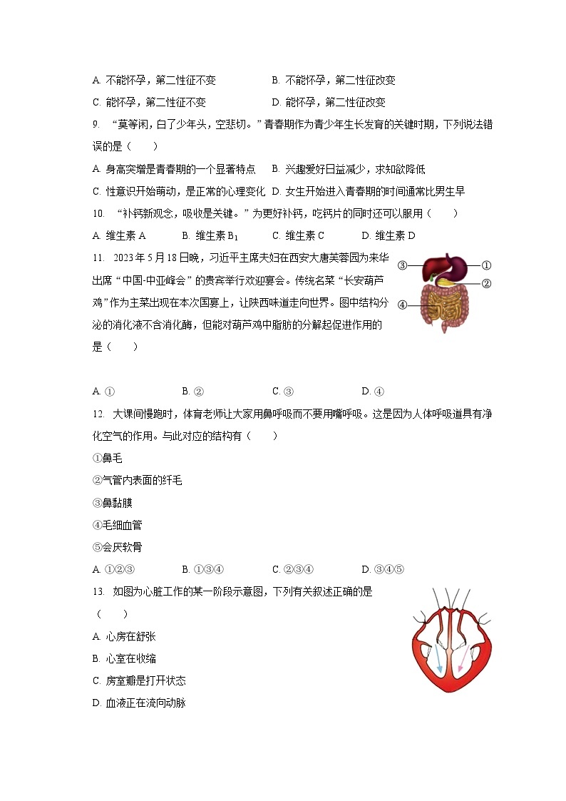 2022-2023学年陕西省咸阳市兴平市七年级（下）期末生物试卷（含解析）02