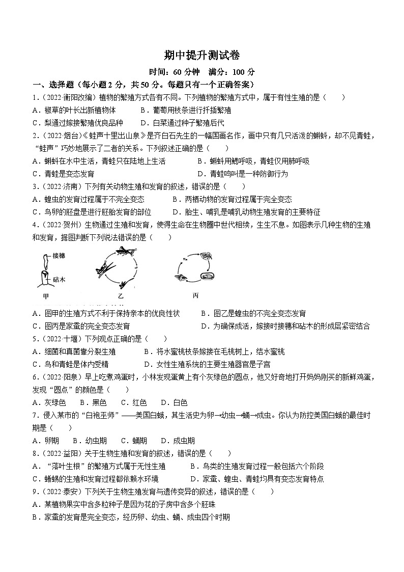 吉林省松原市长岭一中、长岭二中、长岭五中2022-2023学年八年级下学期期中生物试题第1页