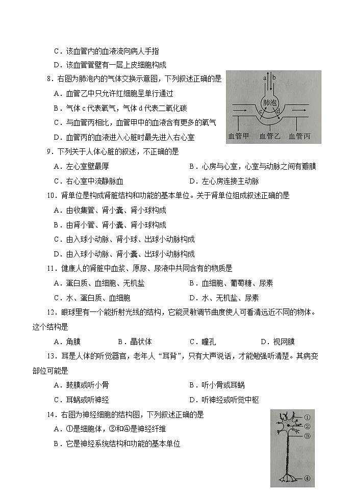 河南省南阳市卧龙区2022-2023学年七年级下学期期末考试生物试题（含答案）02
