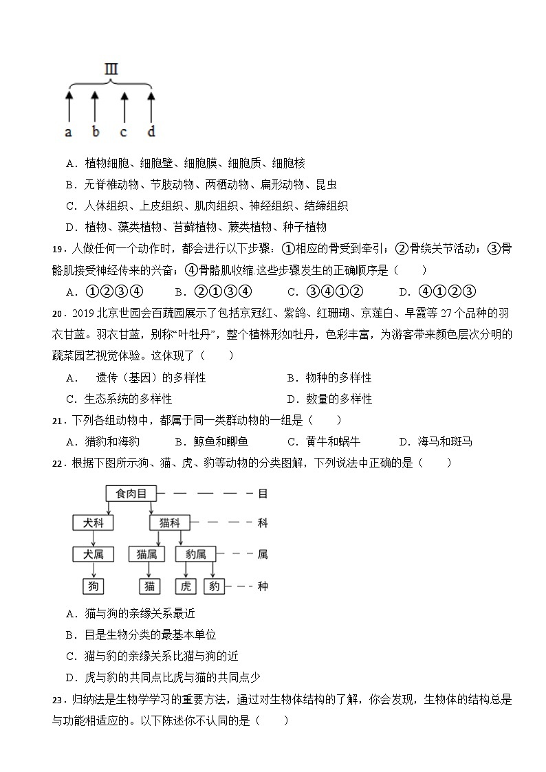安徽省马鞍山市和县2021-2022学年八年级上学期期末生物试卷03