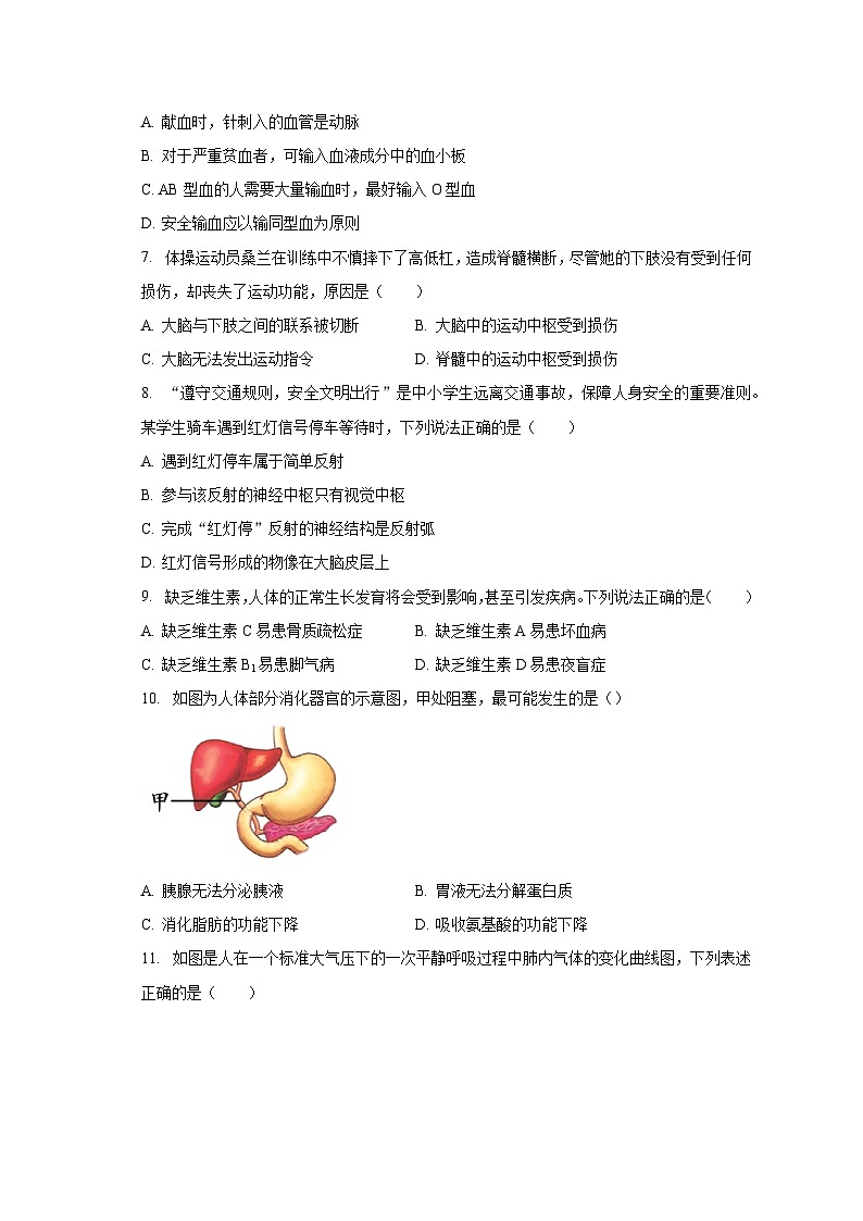 2022-2023学年四川省泸州市龙马潭区七年级（下）期末生物试卷（含解析）02