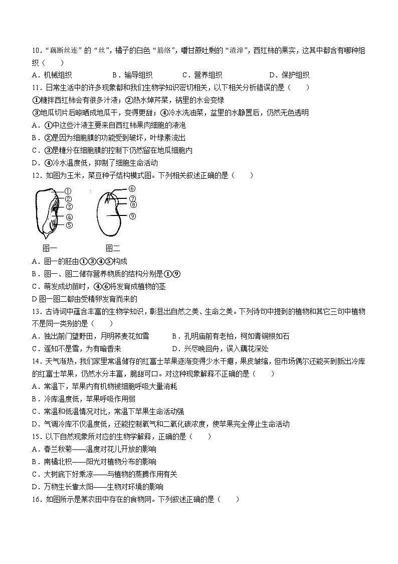 山东省烟台市蓬莱区2022-2023学年八年级下学期期中生物试题03