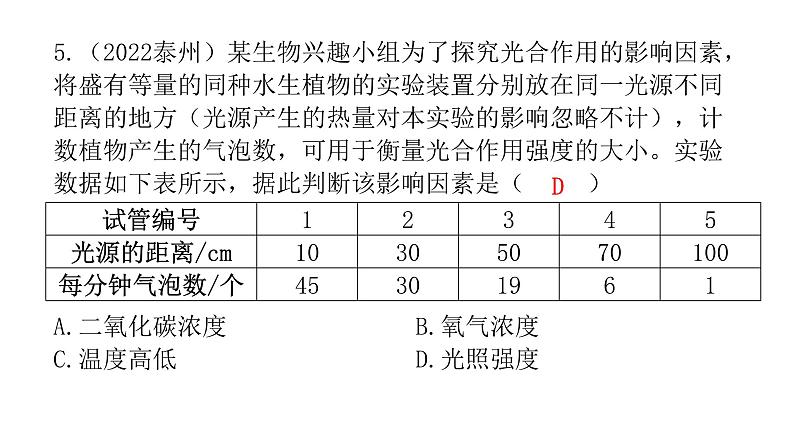 中考生物复习第三单元生物圈中的绿色植物第四章绿色植物是生物圈中有机物的制造者课件05