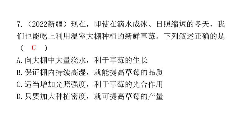 中考生物复习第三单元生物圈中的绿色植物第四章绿色植物是生物圈中有机物的制造者课件07