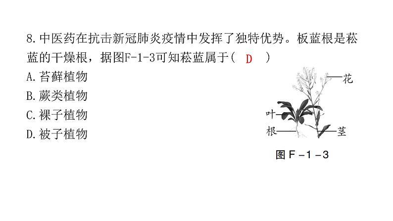 中考生物复习初中学业水平考试仿真试卷(一)课件第8页