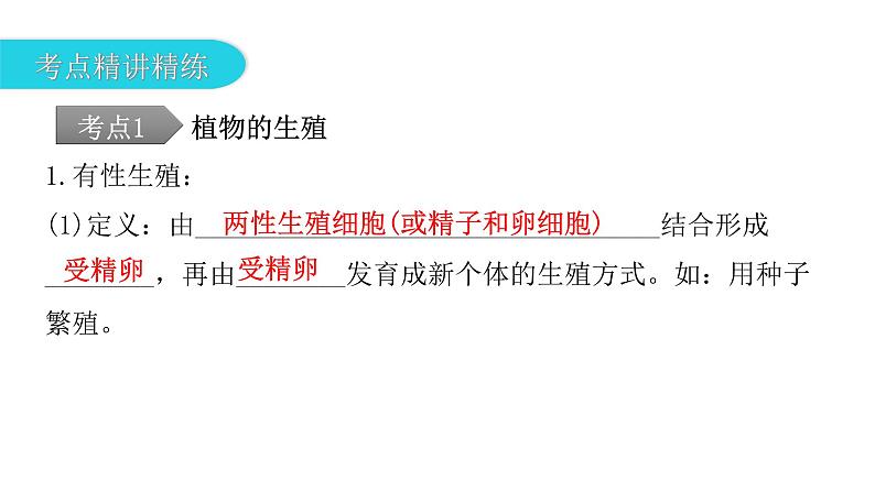 中考生物复习第七单元生物圈中生命的延续和发展第一章生物的生殖和发育课件第8页