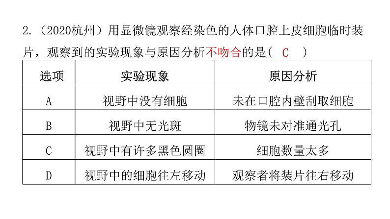 中考生物复习专题二生物体的结构层次课件06