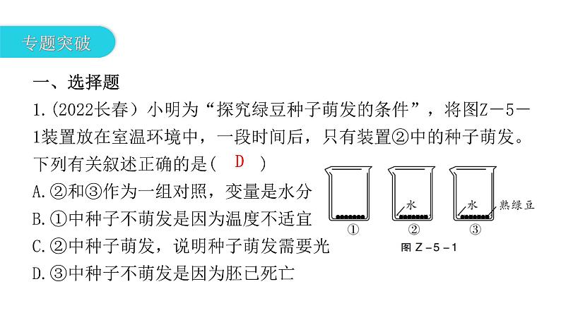 中考生物复习专题五植物的生活课件06