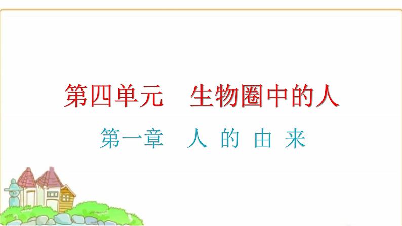 中考生物复习第四单元生物圈中的人第一章人的由来课件第1页