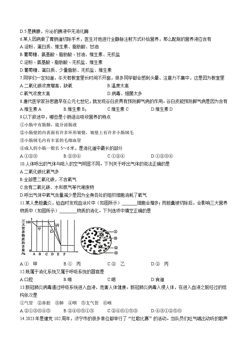_山东省济宁市梁山县2022-2023学年七年级下学期期中生物试题02