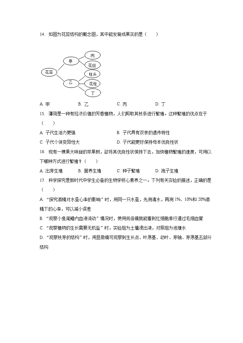 2023-2024学年山东省枣庄市滕州市羊庄中学八年级（上）开学生物试卷（含解析）03