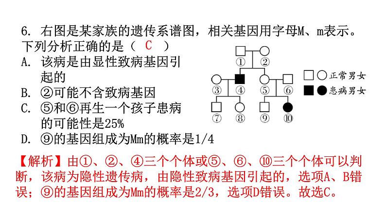 北师大版八年级生物上册第20章第3节性状遗传有一定的规律性分层作业课件第7页