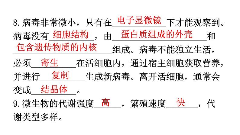 北师大版八年级生物上册第5单元第18章生物圈中的微生物练习课件05