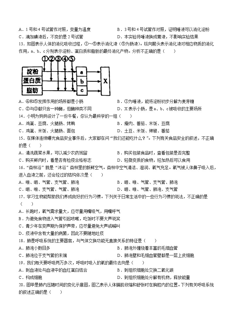 陕西省西安市未央区2022-2023学年七年级下期中联考生物试题第3页
