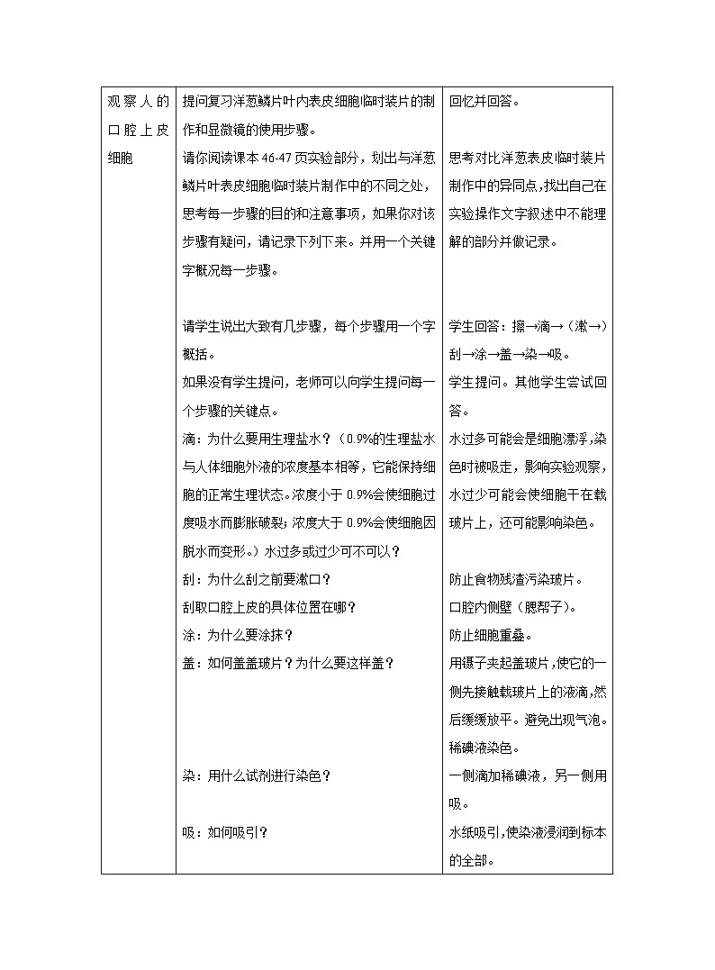 2.1.3动物细胞教案 人教版生物七年级上册第2页