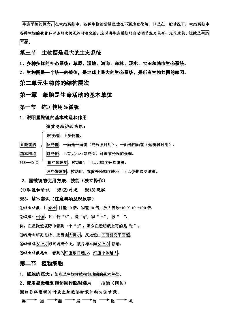 知识点整理 人教版生物七年级上册第3页