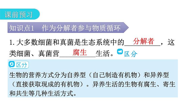 人教版八年级生物上册第五单元第四章第四节细菌和真菌在自然界中的作用教学课件04