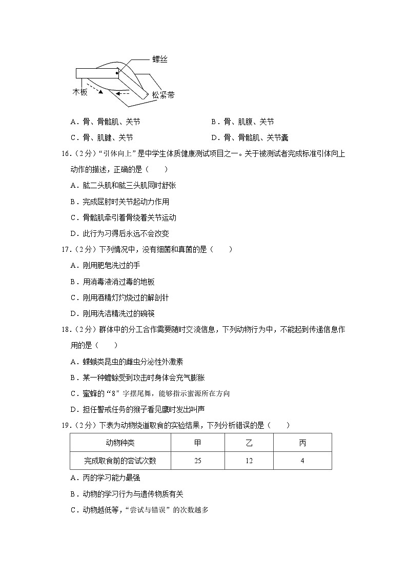 广东省茂名市电白区崇文学校2022-2023学年八年级上学期期中生物学试卷03