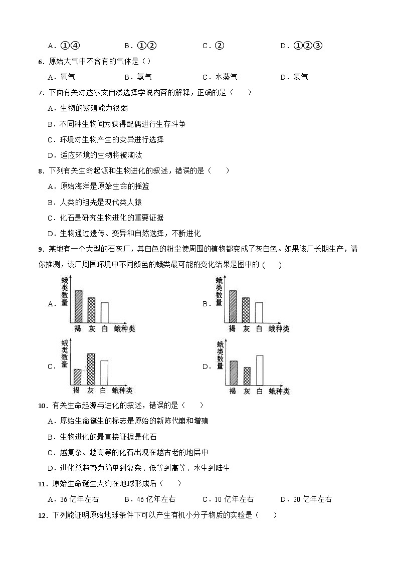 中考生物一轮复习训练卷专题23 生命的起源和进化（含解析）第2页