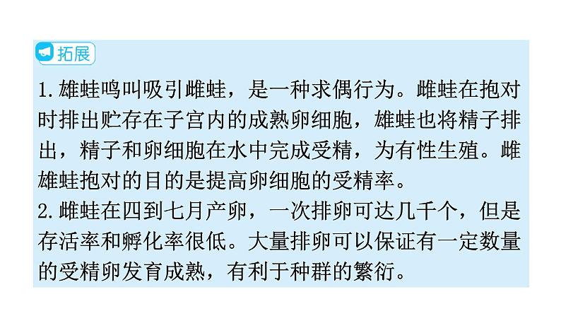 人教版八年级生物下册第七单元第一章第三节两栖动物的生殖和发育教学课件06