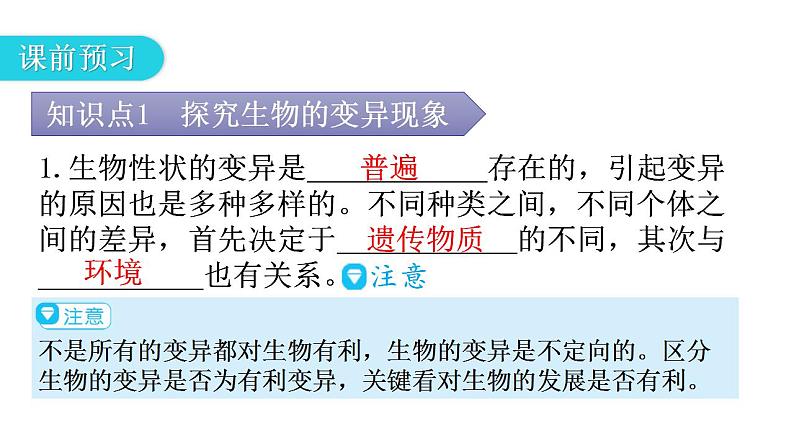 人教版八年级生物下册第七单元第二章第五节生物的变异教学课件第4页