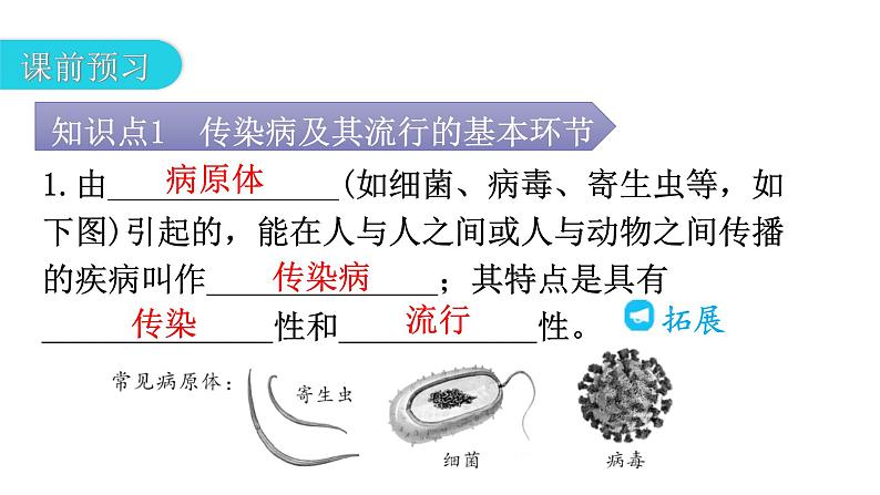 人教版八年级生物下册第八单元第一章第一节传染病及其预防教学课件04