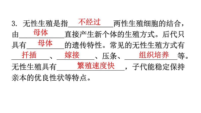 人教版八年级生物下册第七单元第一章生物的生殖和发育练习课件03