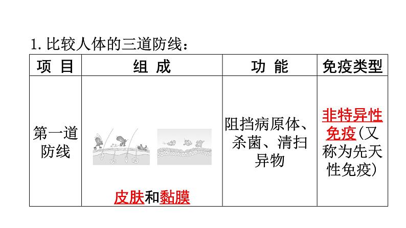 人教版八年级生物下册第八单元第一章第二节免疫与计划免疫练习课件02