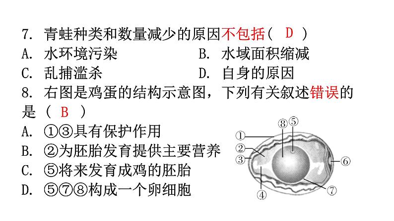 人教版八年级生物下册第七单元过关训练课件07