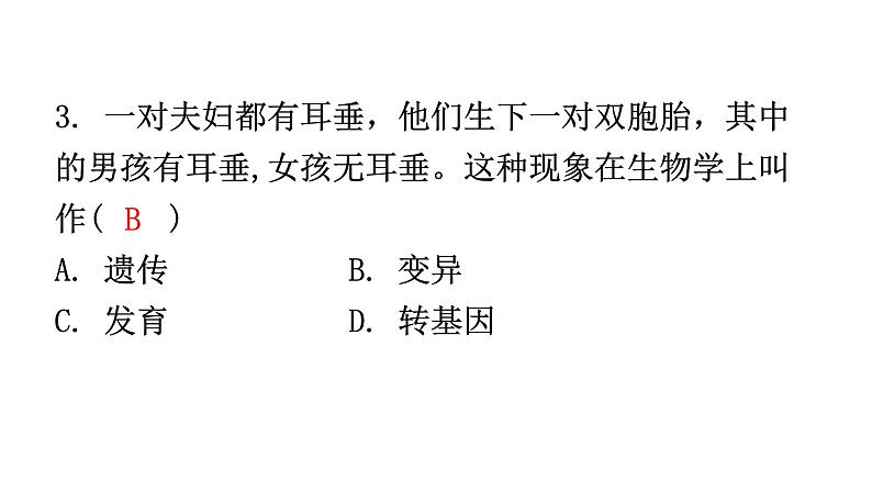 人教版八年级生物下册第七单元第二章第一节基因控制生物的性状分层作业课件04