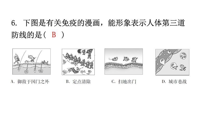 人教版八年级生物下册第八单元第一章第二节免疫与计划免疫分层作业课件第7页