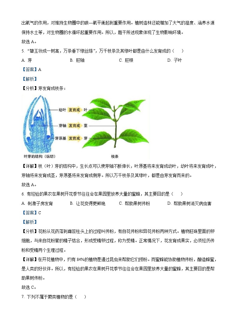 2022年黑龙江省龙东地区中考生物真题（含解析）03