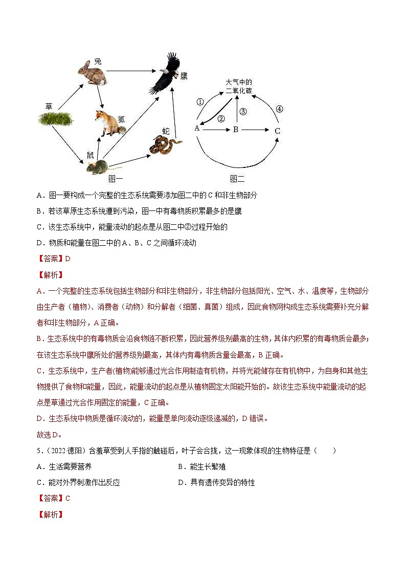 2022年中考生物真题分项汇编专题01 生物与环境（含解析）第3页