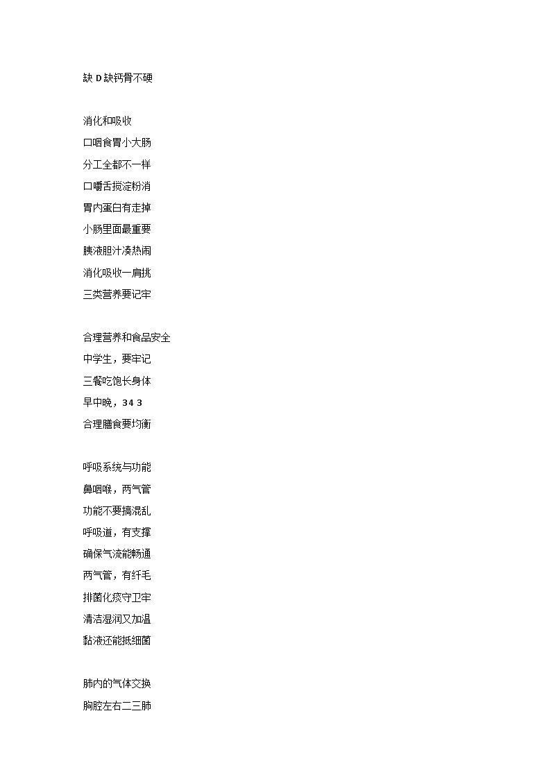 初中七年级生物上册知识点记忆口诀第3页
